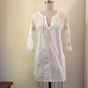 *SOLD* Flower Embroidered Beach Dress - L